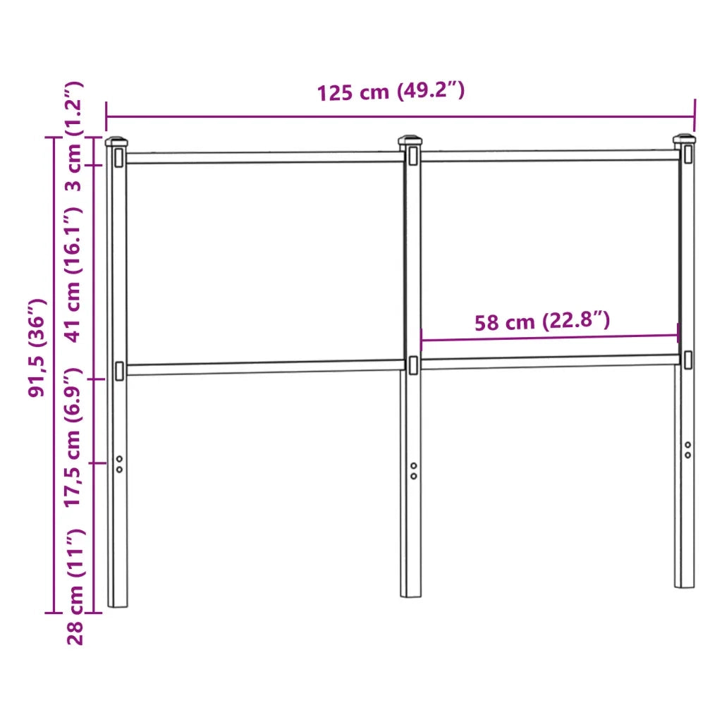 Testiera di Ricambio Rovere Fumo 120 cm in Legno Multistrato e Acciaio 4007698