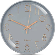 Orologio da Parete in Stile, Batteria, Design Circolare per Salotto, Ufficio e Cucina - Orologio Quadrato Moderno (Fascia Grigia, 30 cm)