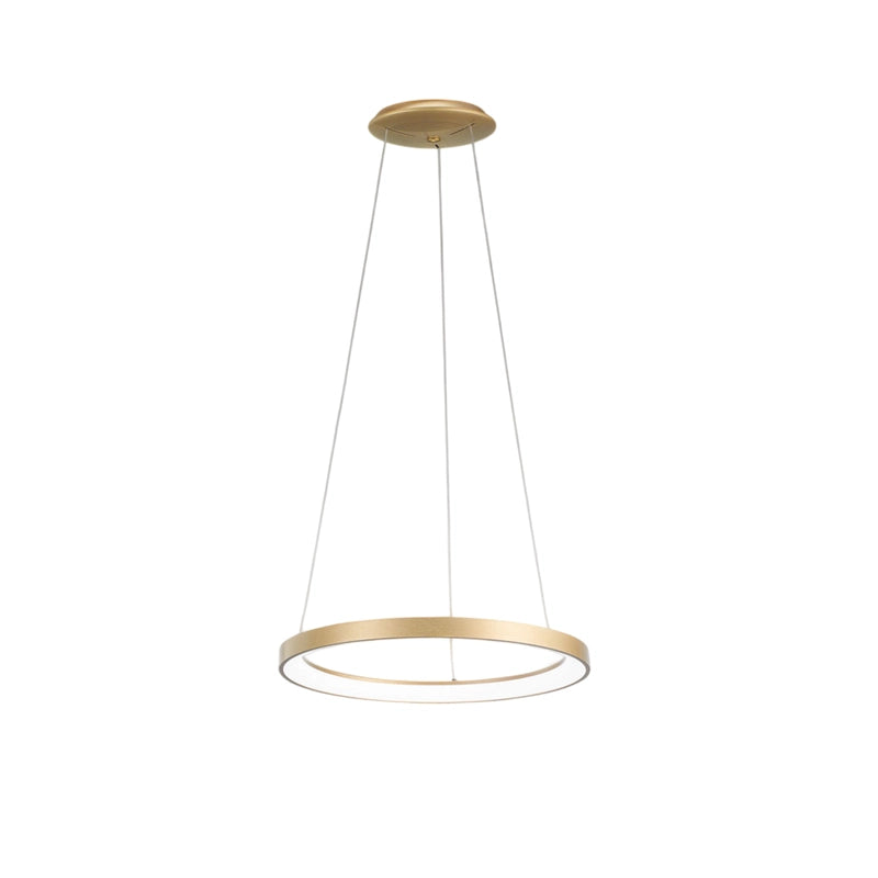 Krizia - Lampada a sospensione led 50W dimmerabile - 2900lm, luce calda 3000K, anello oro spazzolato, diffusore opale, d. 60 cm, IP20