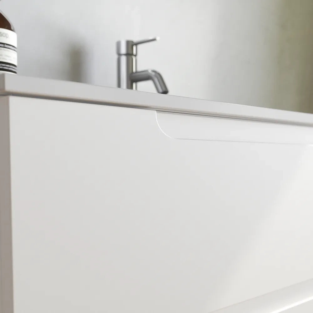 Mobile bagno sospeso 120 cm due cassetti bianco opaco con lavabo | Ardenne