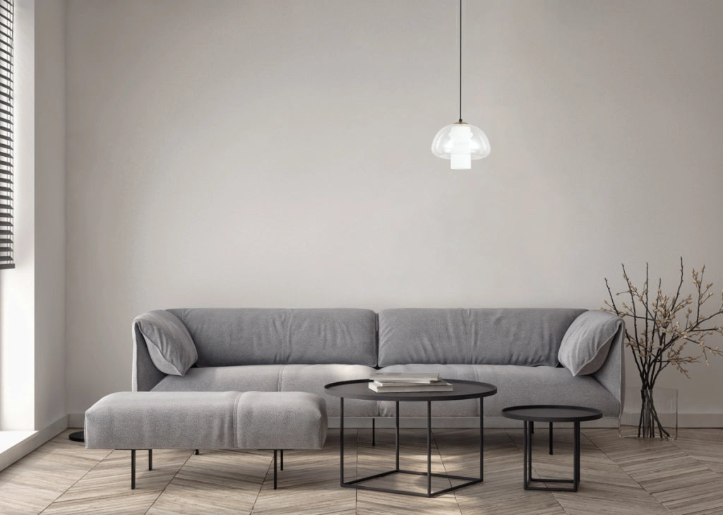 Sospensione Italux FEDER nera vetro doppio E27 40W