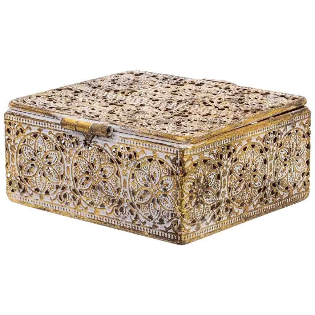 Scatola in metallo marrone 12.5x12.5x6h cmh cm