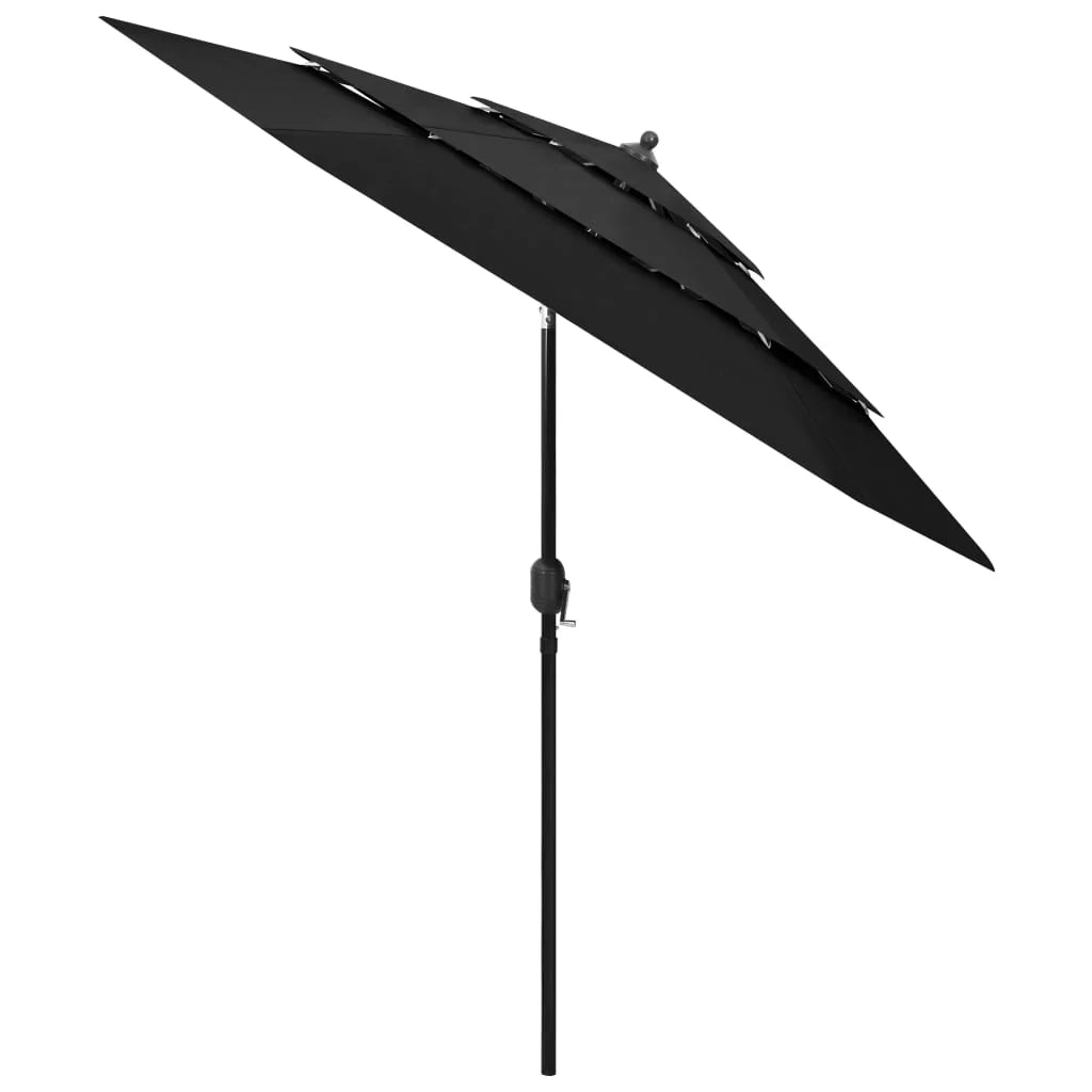 Ombrellone da giardino a 3 livelli con palo in alluminio nero da 2,5 m 02_0008756