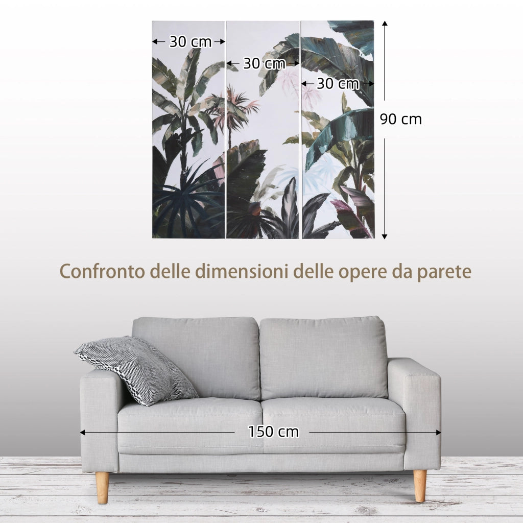 Easycomfort Stampa su Tela 90x30cm 3 Pezzi per Casa e Ufficio, Tela in Legno di Pino e Inchiostro in Resina Poliuretanica, Multicolore