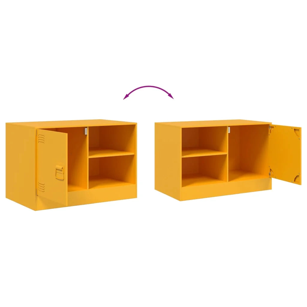 Mobile TV multimediale scaffale TV credenza TV sala da pranzo soggiorno camera da letto giallo senape 67 x 39 x 44 cm acciaio giallo 02_0027662