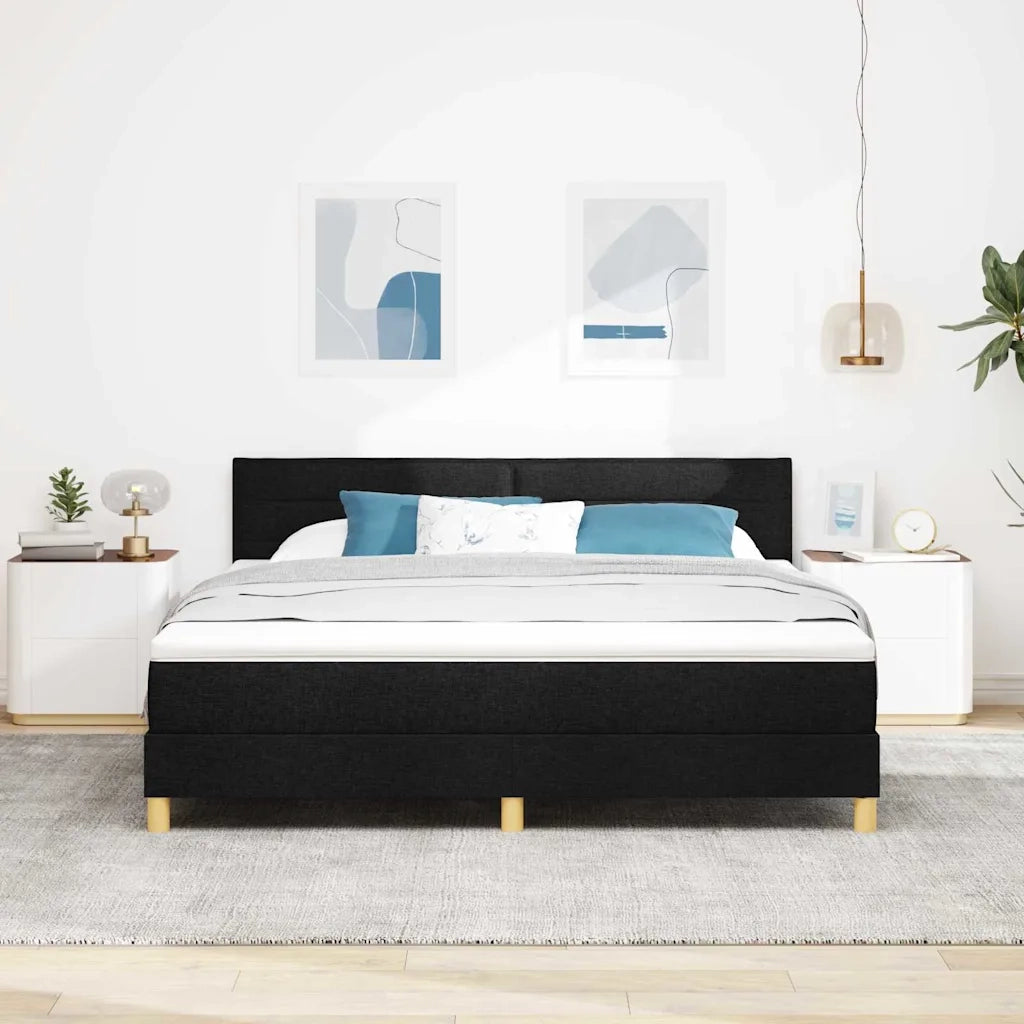 Letto a Sorgente LED con materasso Nero 180 x 200 cm Tessuto