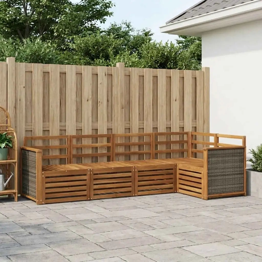 Set divano sezionale 4 pcs Naturale Legno di Acacia Massello