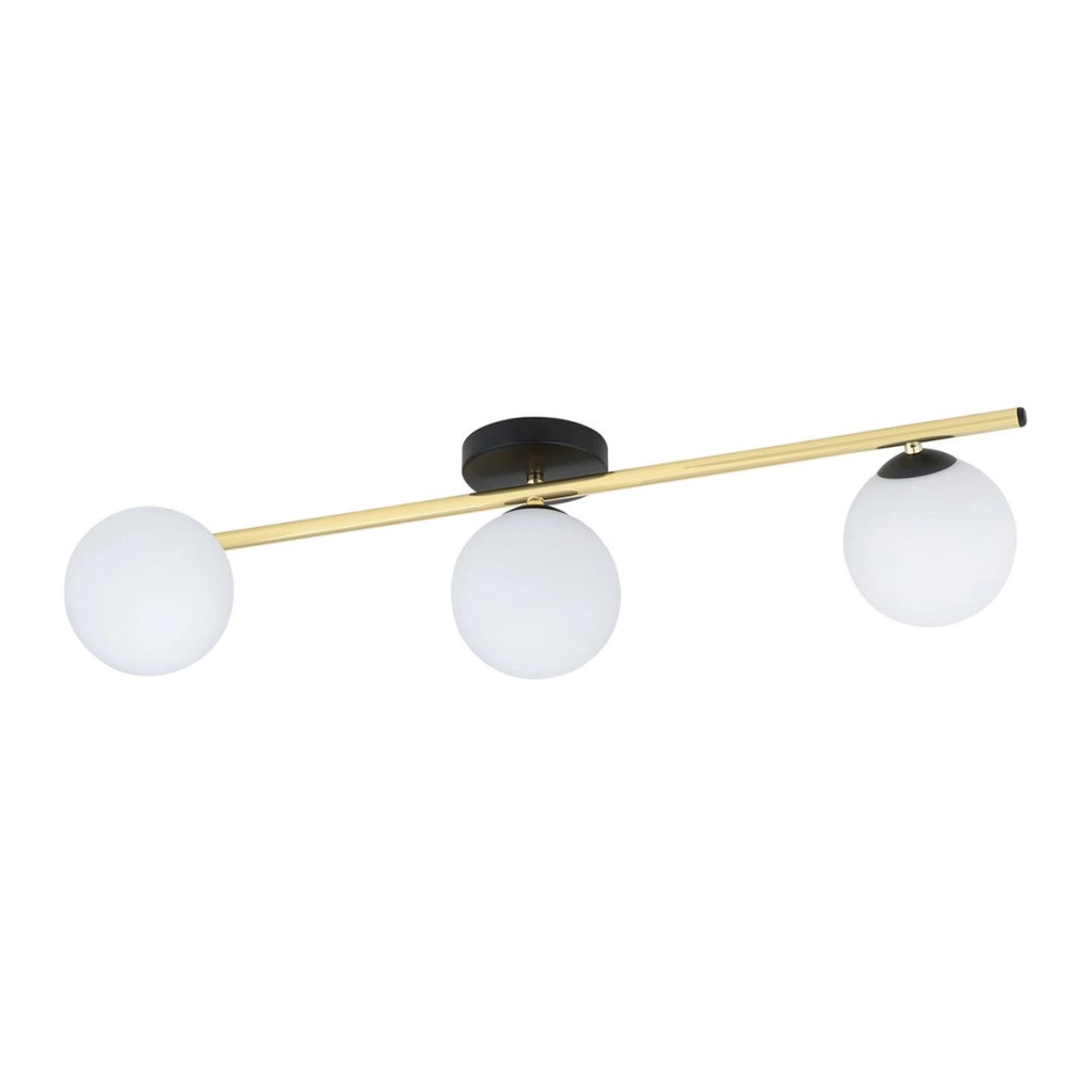 Lampada a sospensione SPLENDI in acciaio nero e oro con diffusori in vetro