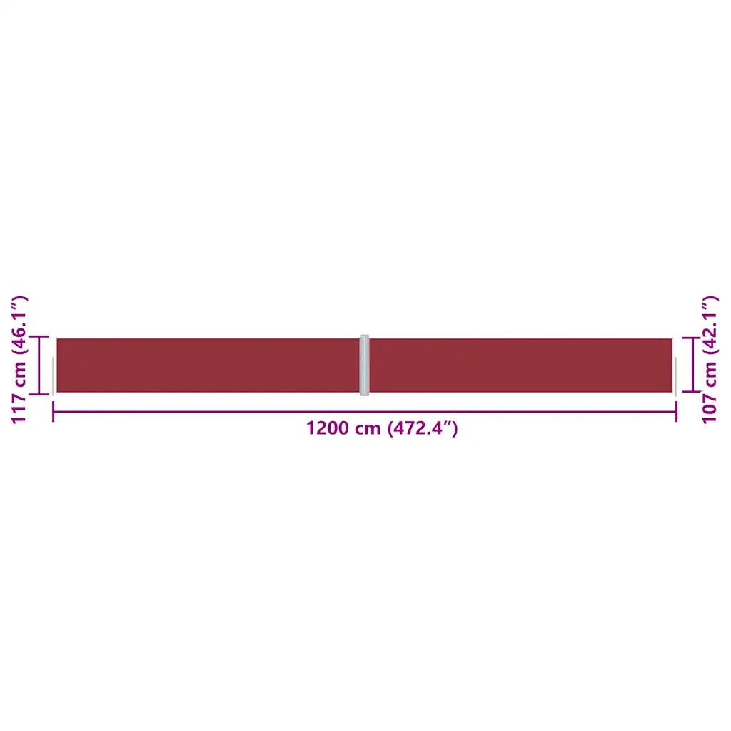 Tenda Laterale Retrattile Rossa 117x1200 cm
