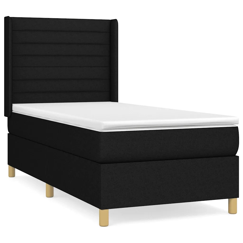 Giroletto a Molle con Materasso-Struttura Letto Nero 80x200 cm inTessuto 106966