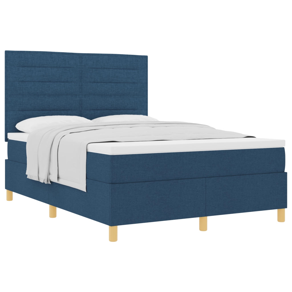 Letto con Rete e Materasso Blu 140x200 cm Tessuto