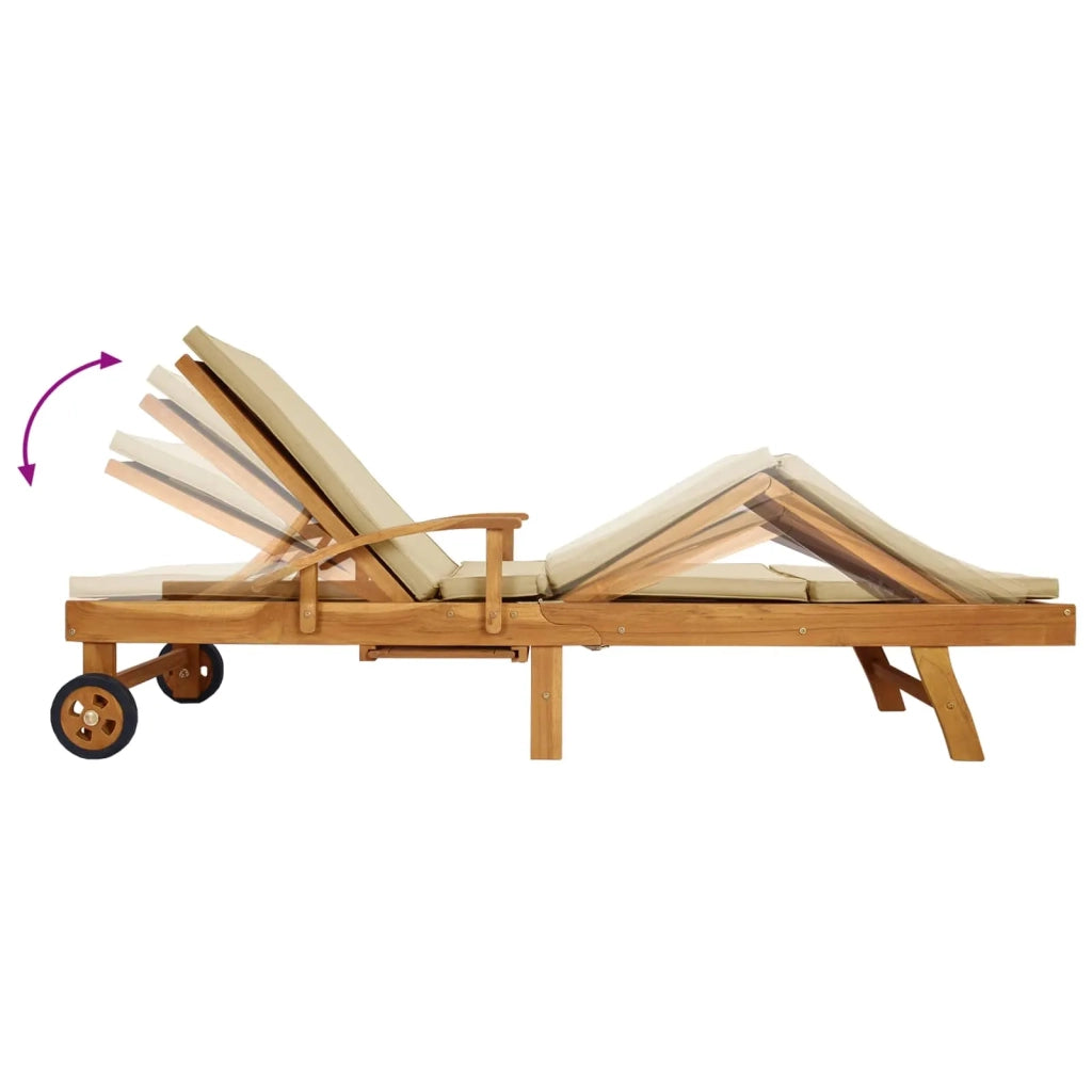 Lettino da sole 100% Poliestere Teak Solido