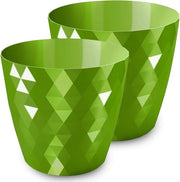 Set di vasi in plastica lucida per grandi e piccoli fiori - insieme da 2 - vaso decorativo per erbe - verde - Ø 20 cm