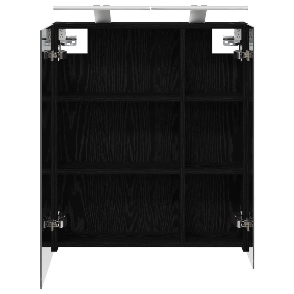 Mobiletto per specchio da bagno Rovere Nero 60 x 14,5 x 70 cm 889064