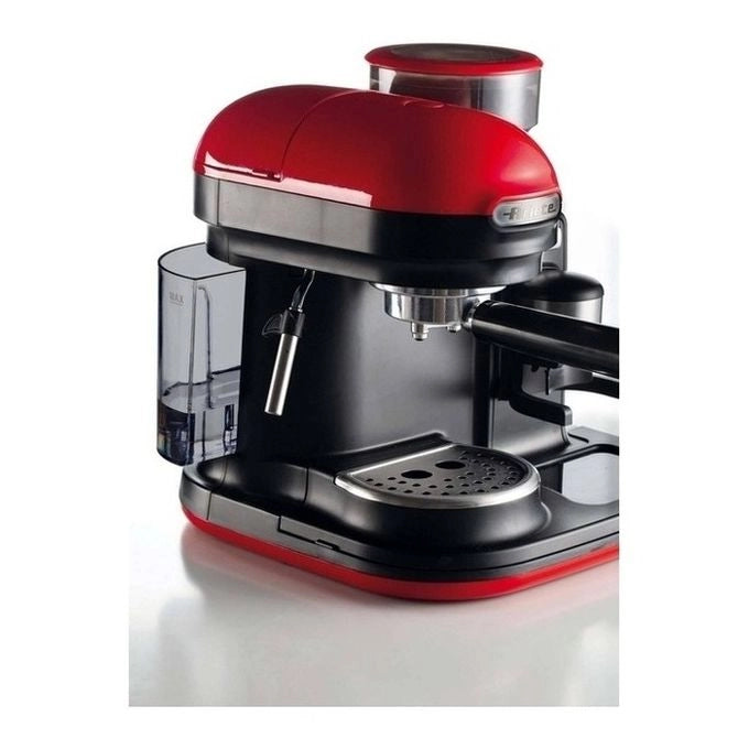 Ariete 1318 Macchina da Caffè con Macinacaffè - 1 filtro - Montalatte - 15 bar - 1080 Watt - 0,8 Litri - Linea Moderna - Rosso