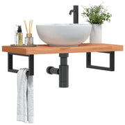 vidaXL Ripiano a Parete per Lavabo in Acciaio e Massello di Faggio