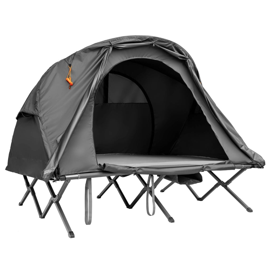 Tenda da campeggio per 2 persone con copertura esterna impermeabile, Tenda da campeggio 4 in 1 con lettino Grigio-Tende