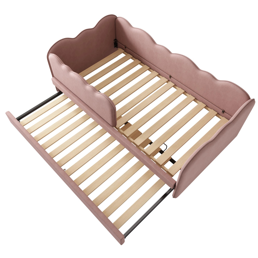 Letto Estraibile 90 x 190 cm; Letto Singolo - con Letto Estraibile - in Velluto - Rosa