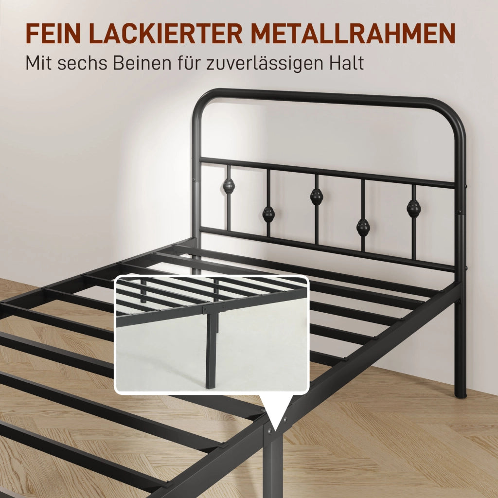 Telaio pieghevole in metallo nero per materasso 200x90 altezza 825 cm