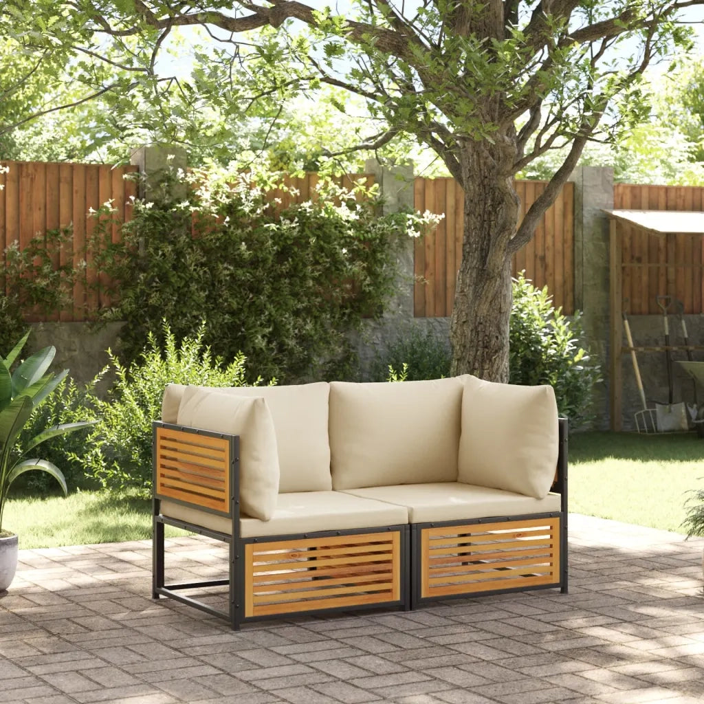 Set Divani da Giardino 2pz | Set Salotto da Giardino con Cuscini Legno Massello di Acacia