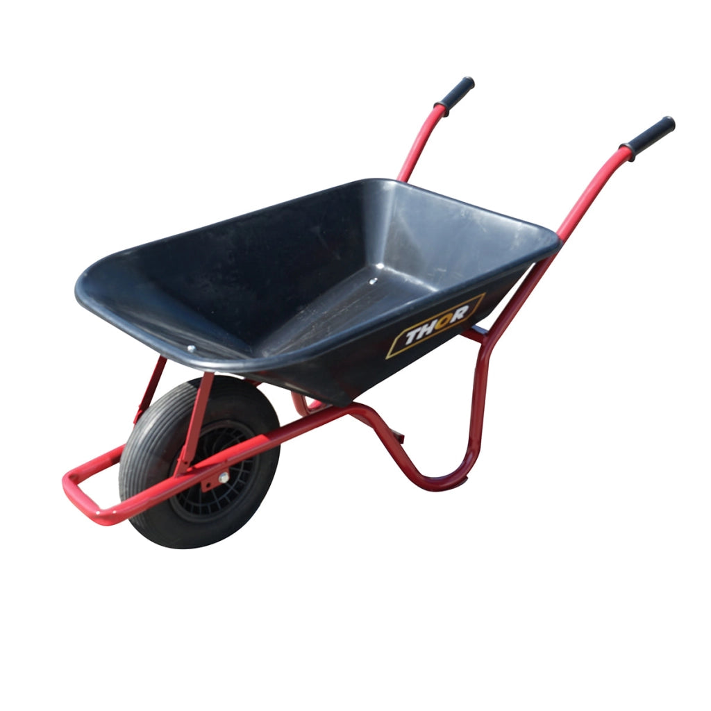 Carriola con secchio in plastica da 80 litri con ruota pneumatica 400/8 e telaio in metallo THOR