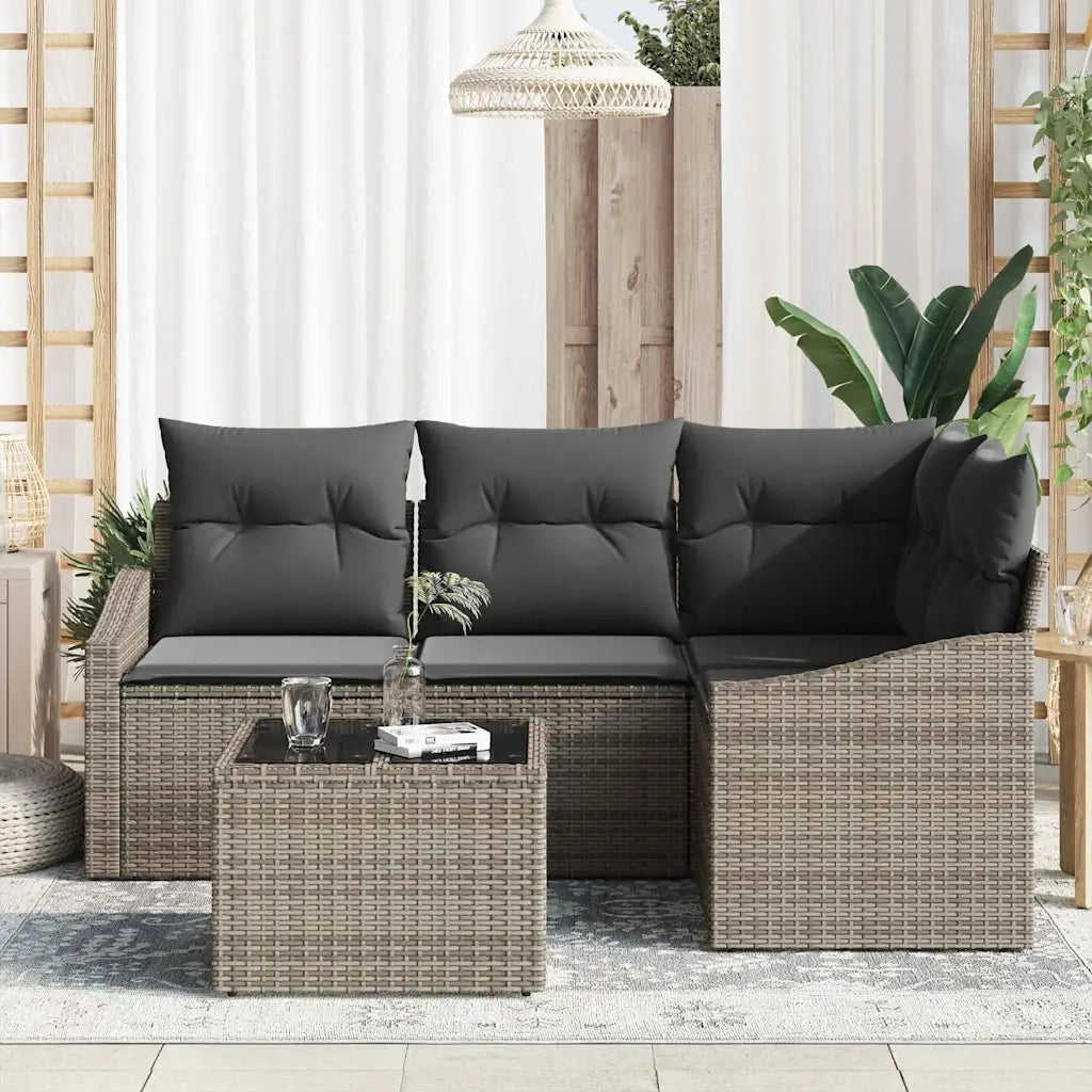 Set di divani con cuscino 5 pcs Grigio polyrattan 3346709