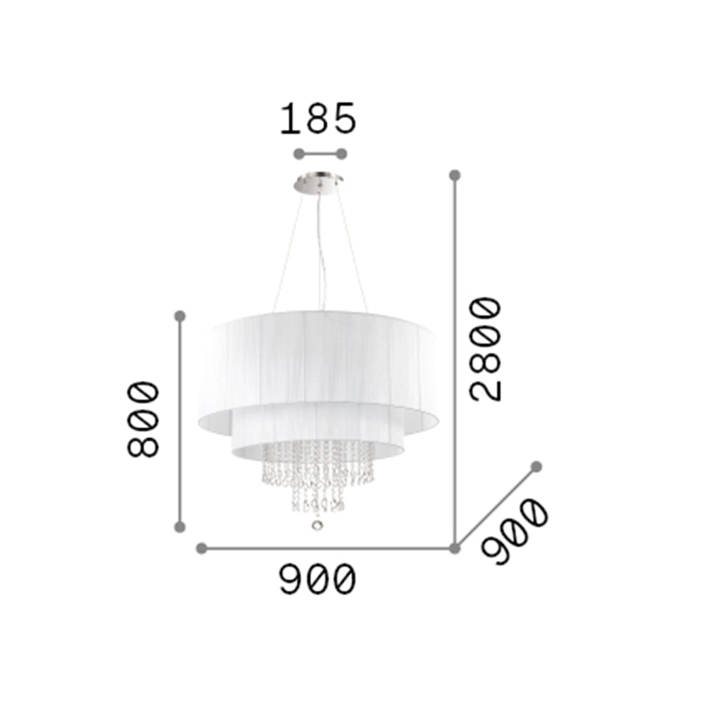 Lampadario Classico Opera Vetro,Tessuto,Cristalloistallo Bianco 10 Luci E27