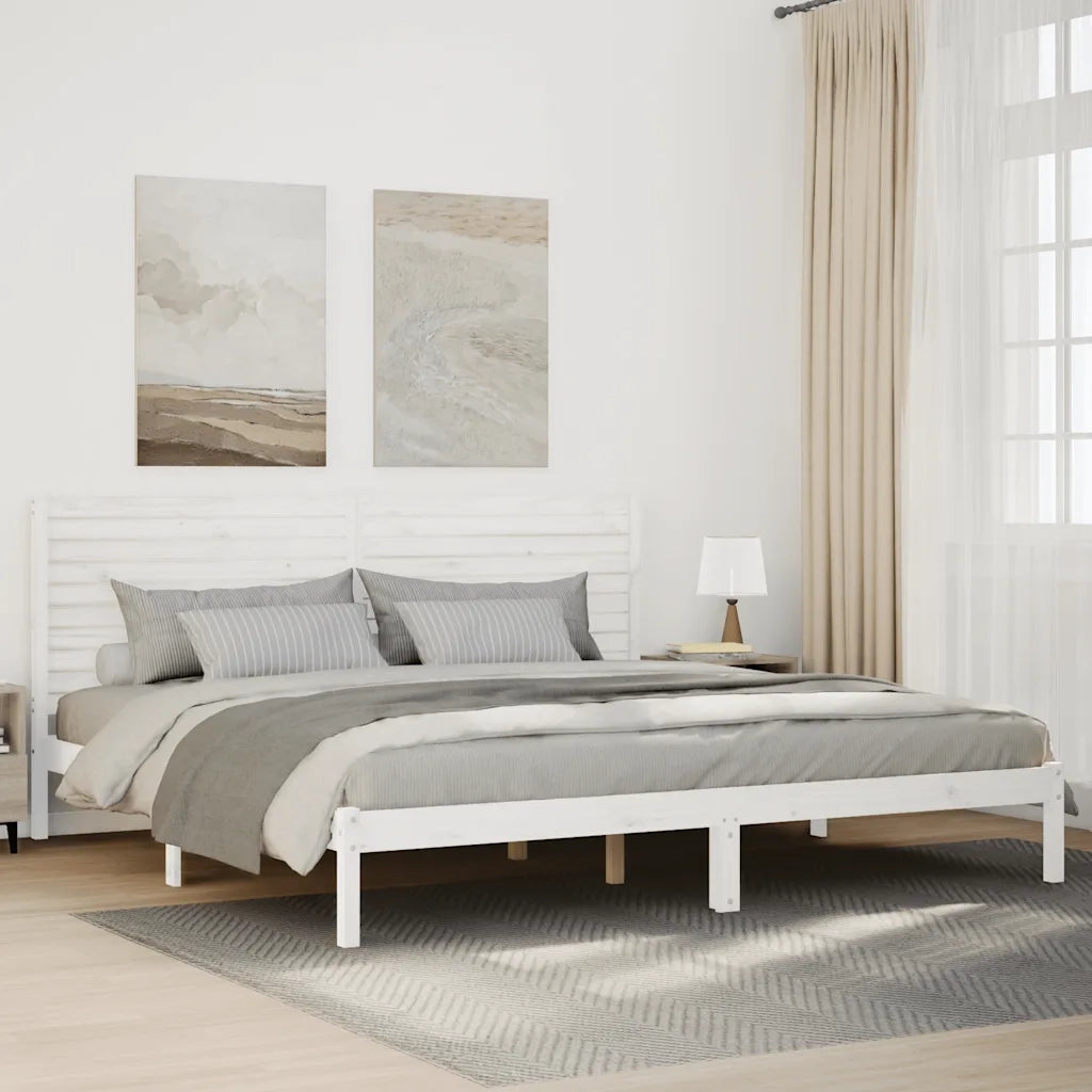 Giroletto Extra Lungo senza Materasso-Struttura Letto Bianco 200x220cm Massello 986516