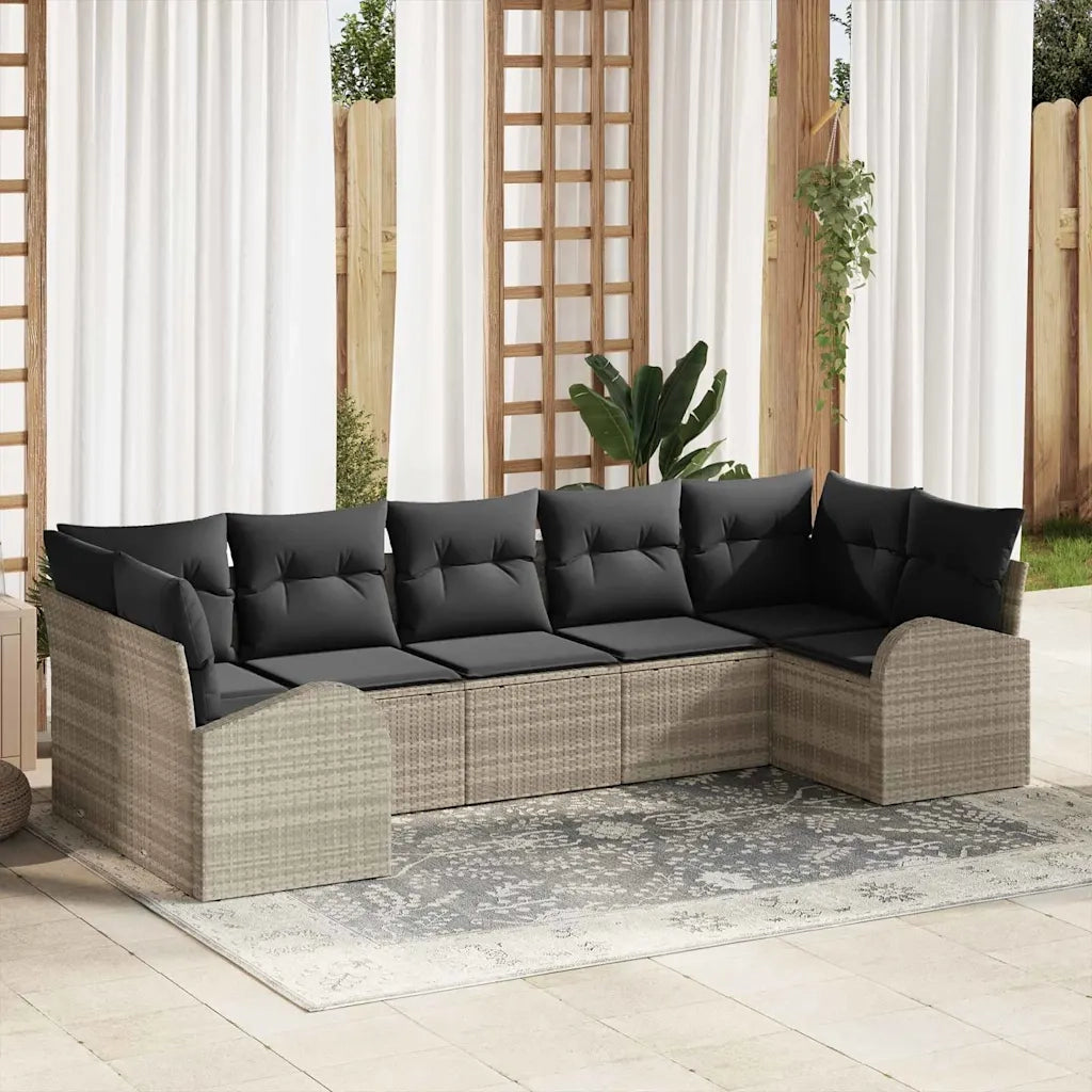 Set Divano da Giardino con cuscino 7 pcs Grigio chiaro 3346192
