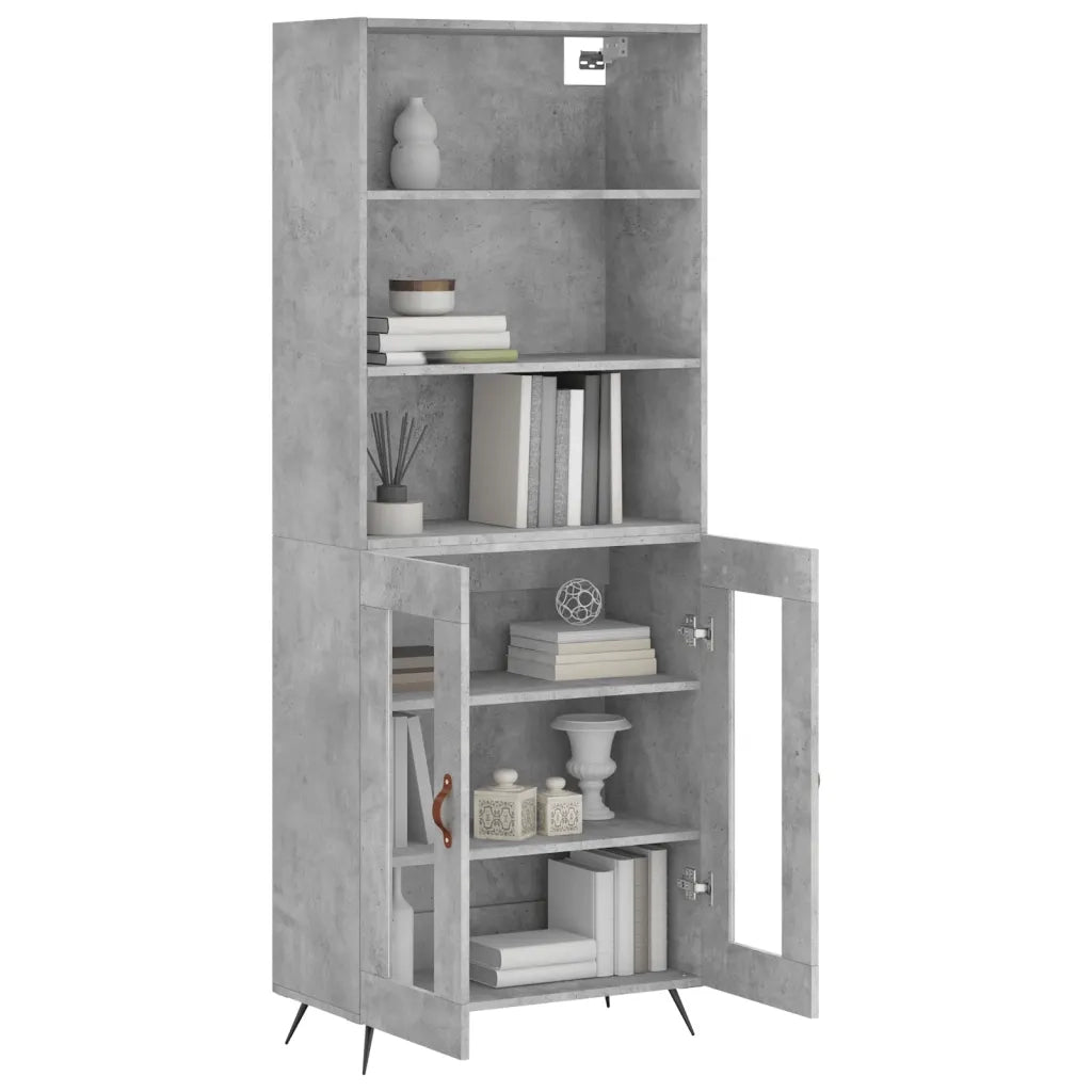 Credenza-Buffet-Armadio da cucina Grigio Cemento 69,5x34x180 cm in Legno Multistrato 862406