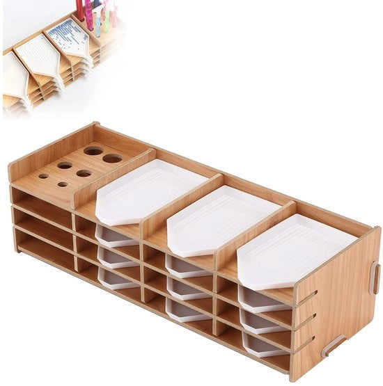 Pannello di lavoro in legno con contenitori, cassettino per strass, organizzatore per artigianato, inclusivo di 10 blocchi in legno