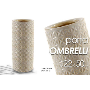 Portaombrelli in ceramica beige design cm 22 x 50 h