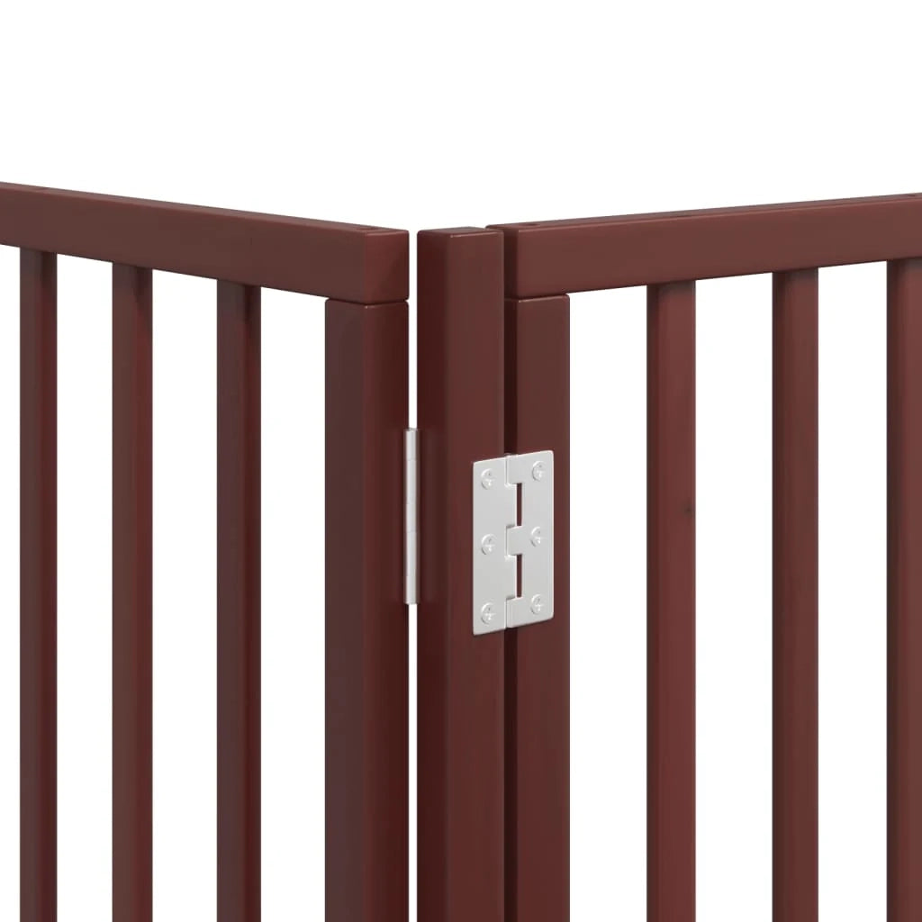 Cancelletto di sicurezza per animali domestici porta pieghevole 9 pannelli legno di pioppo marrone 02_0023273