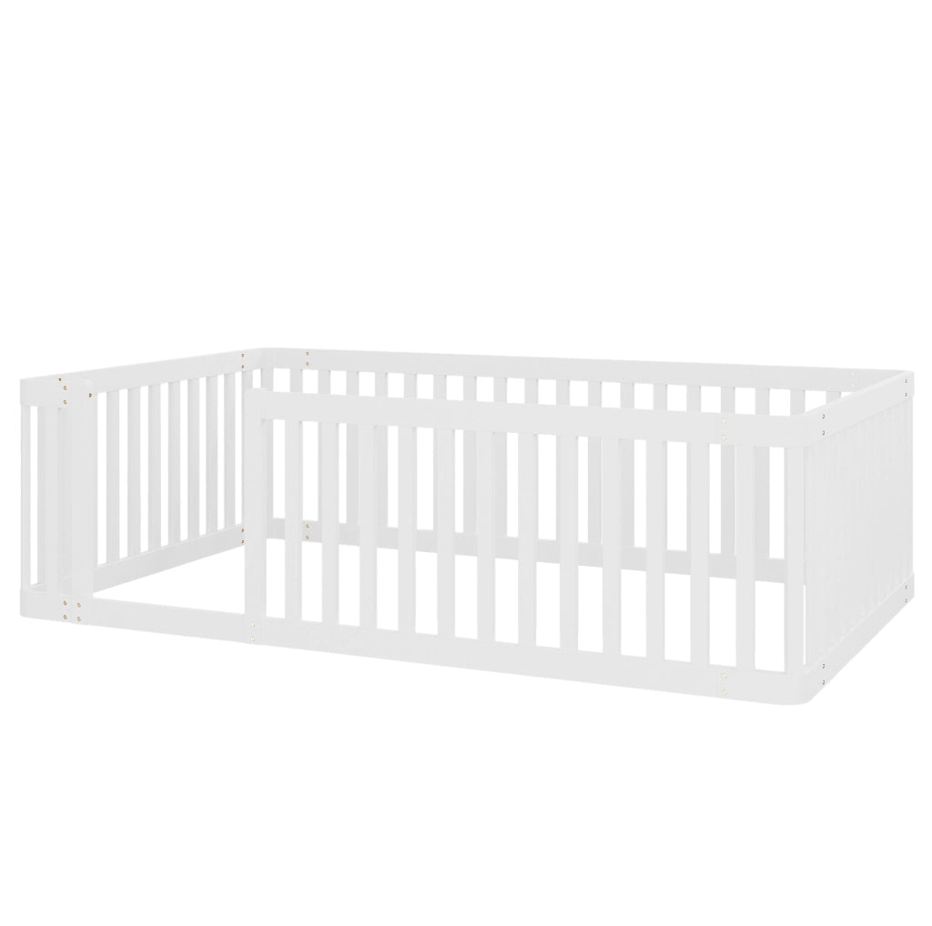 Letto per bambini 90x200 cm con recinto semichiuso in legno di pino bianco