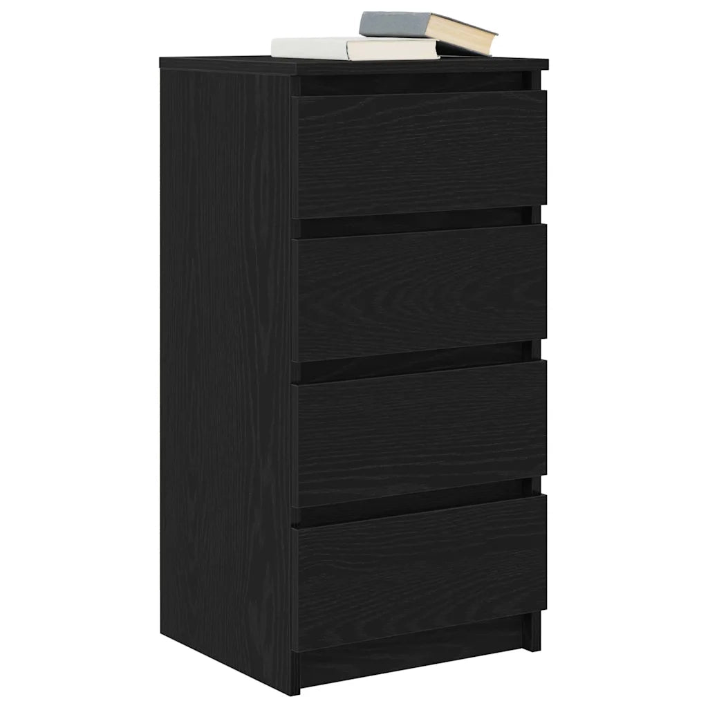 Credenza Rovere Nero 37,5x35x76 cm in Legno Multistrato