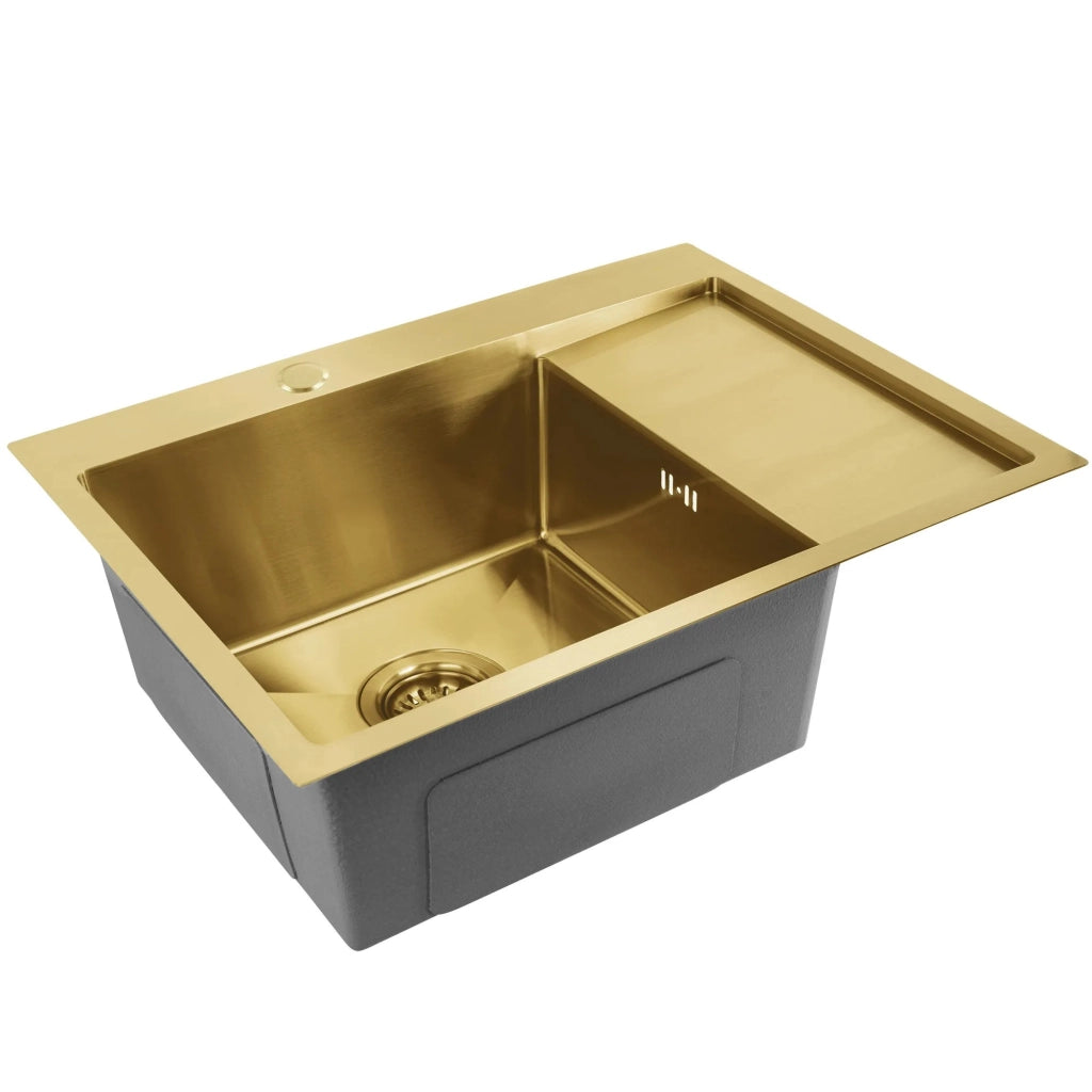 Lavello In Acciaio Fin Brush Gold senza rubinetto da cucina
