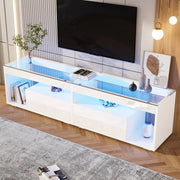 Mobile TV LED lucido bianco 180x40x46 cm con 2 cassetti