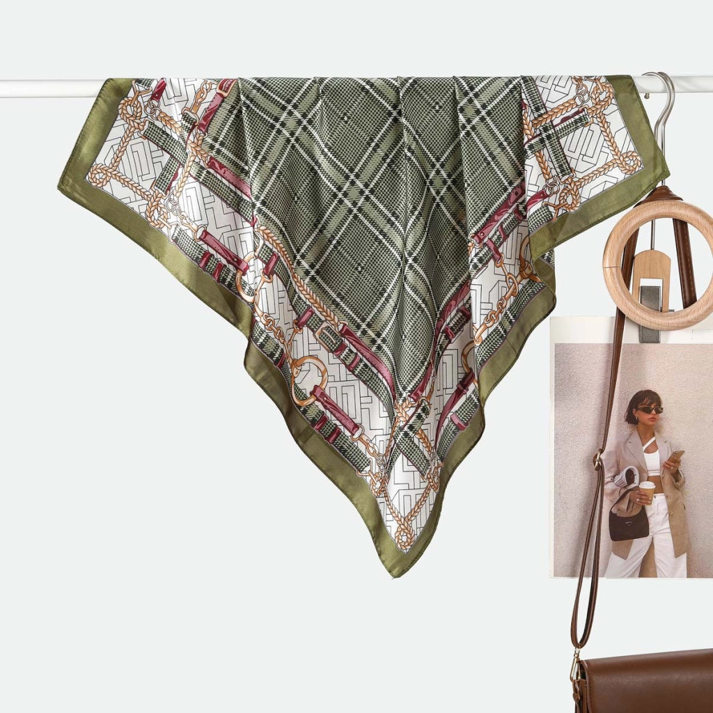 Sciarpa in seta stampata, alla moda e versatile, da 70 cm