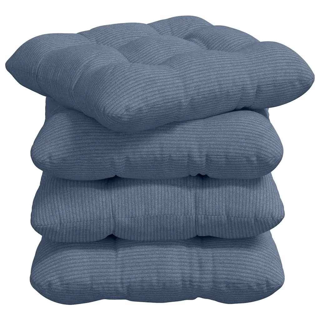 Cuscini per Seduta 4 pz | Cuscini per sedie Blu 45 x 45 cm Tessuto in Cords
