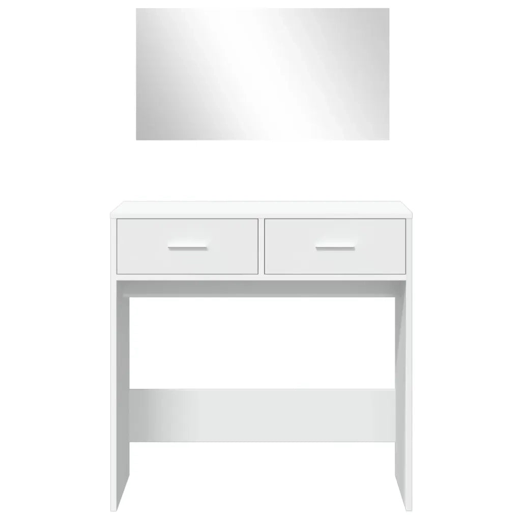 Toeletta con Specchio-Tavolo da Vanit¨¤ Bianco 80x39x80 cm