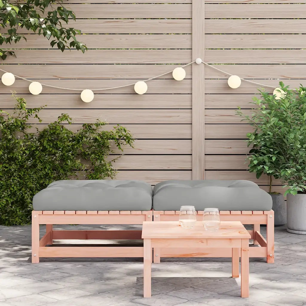 Sedia da giardino-Poggiapiedi Giardino con Cuscini 2 pz Legno Massello di Douglas