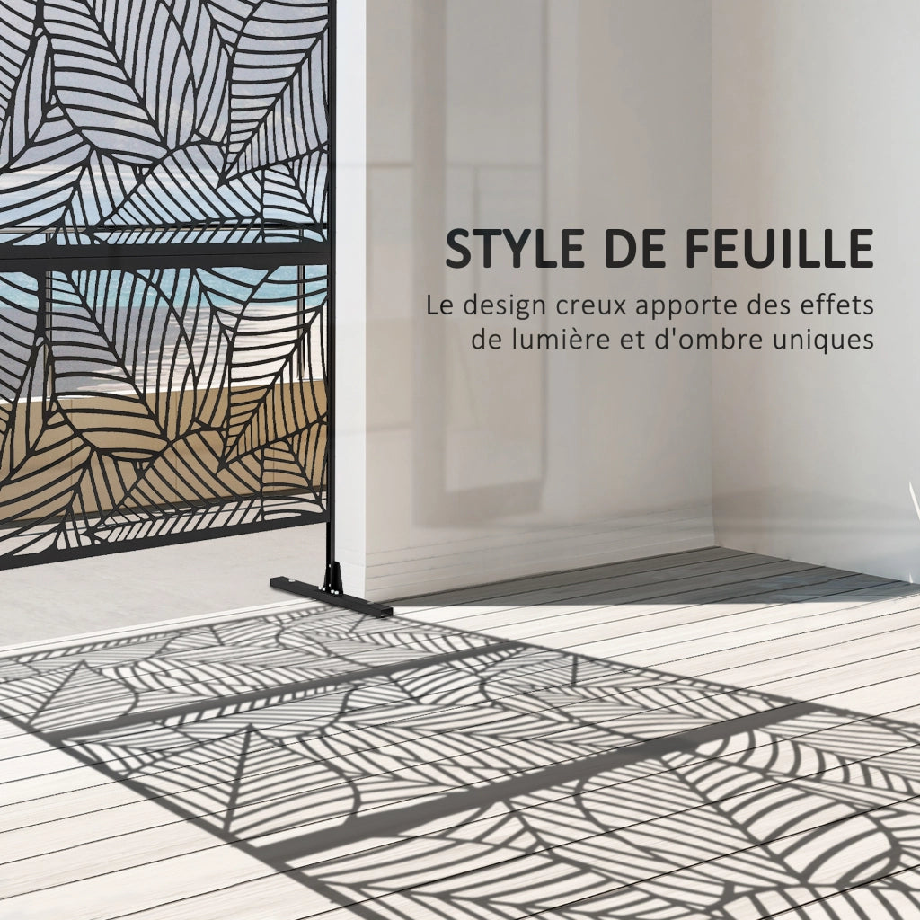 Pannello frangivista decorativo ¨C Xylo ¨C metallo nero motivo vegetale 122x45x198 cm