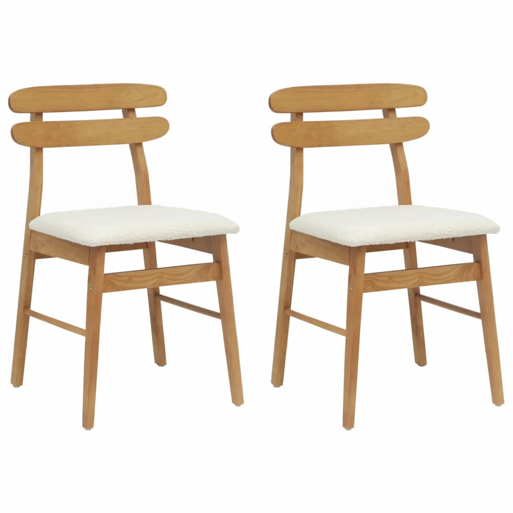 Sedia da pranzo 2 pcs Naturale e chiaro Legno di gomma solido