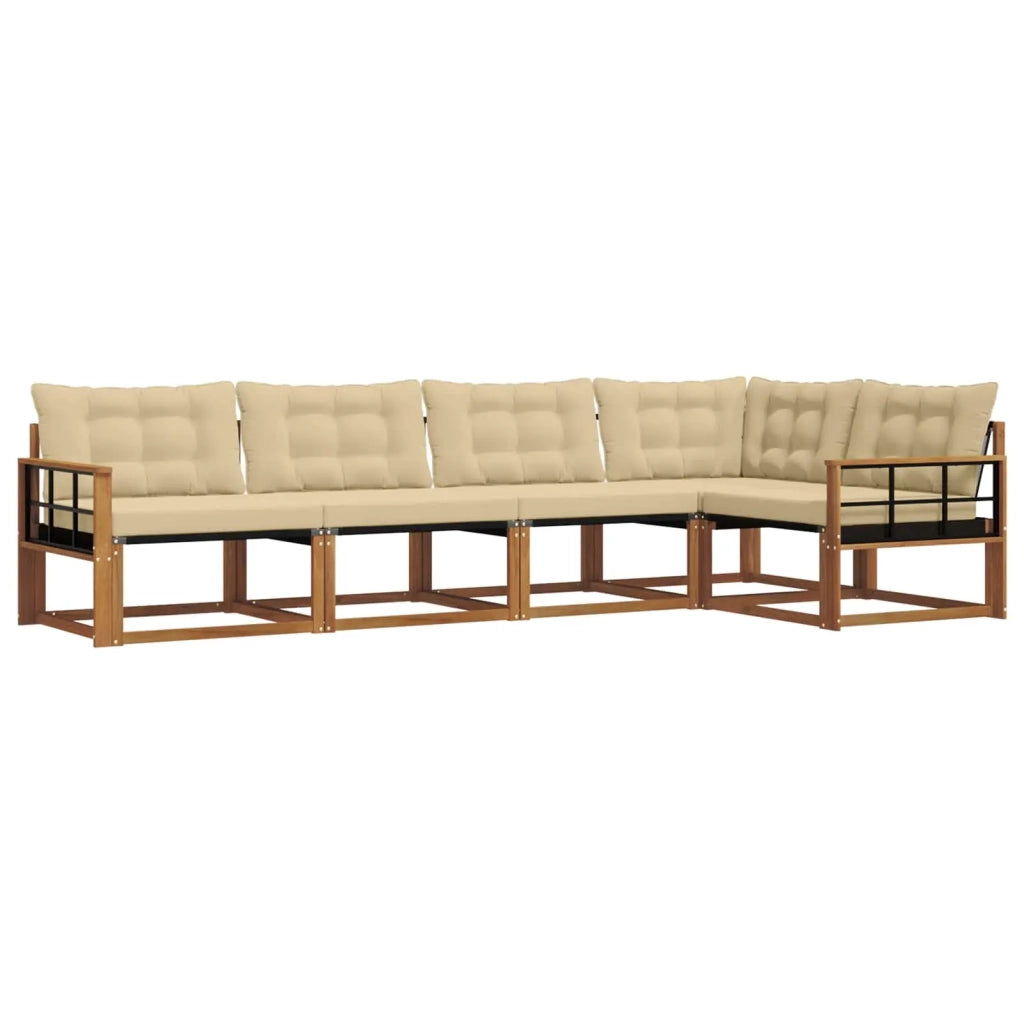 Set di divani da esterno con cuscino 5 pcs Naturale e Beige 3369464