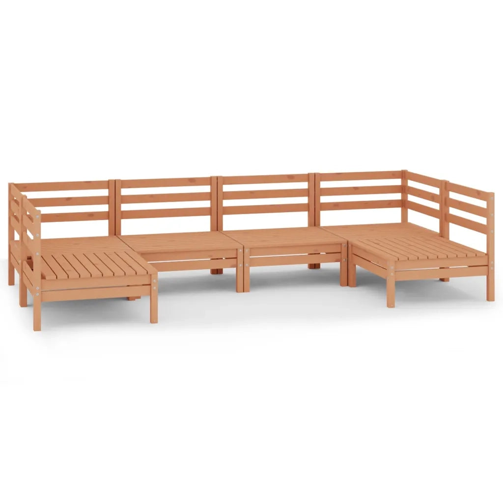 Set Salotto da Giardino 6 pz | Set di Mobili da Esterno in Legno Massello di Pino ambra