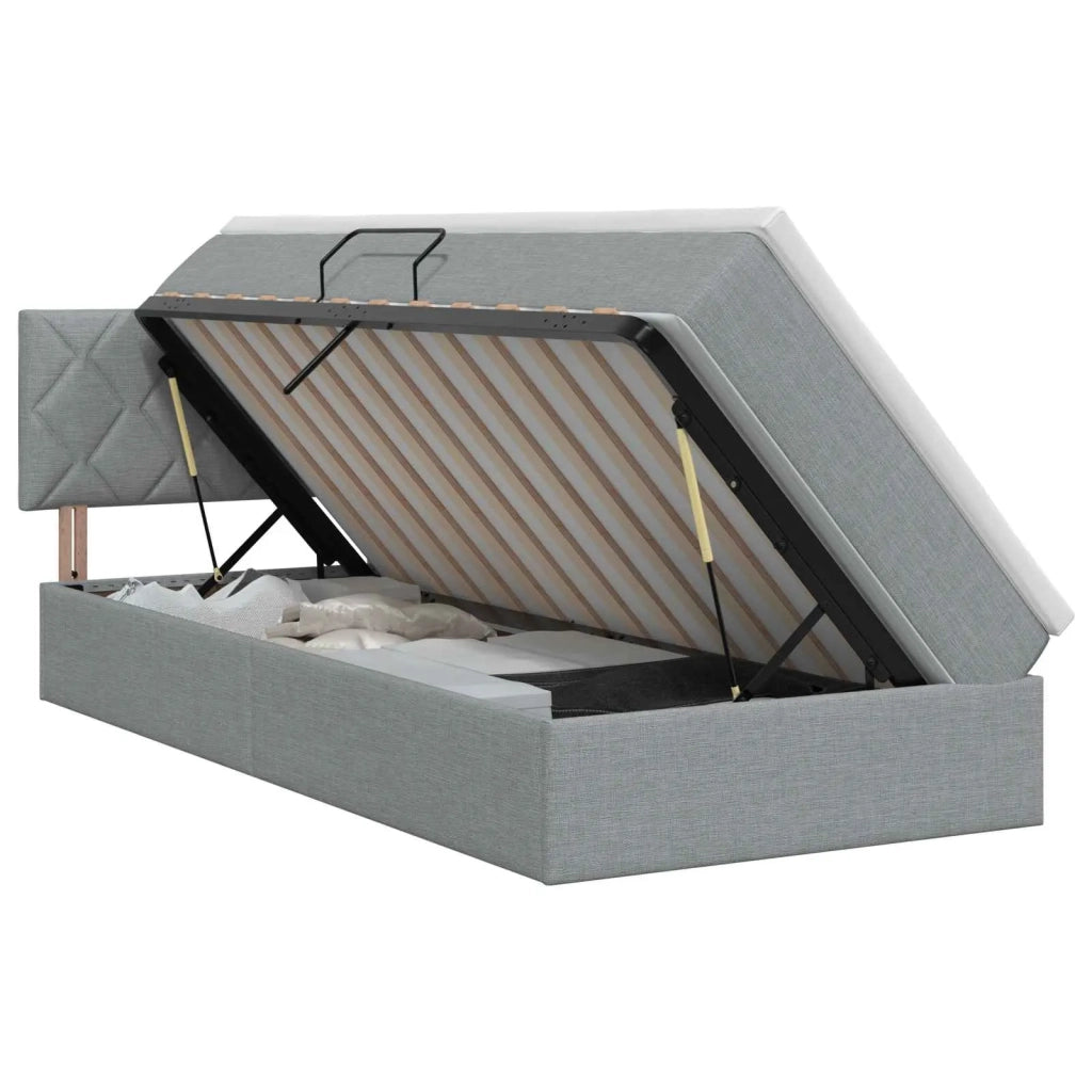 Letto con contenitore e materasso Grigio Chiaro 100 x 200 cm 3458664