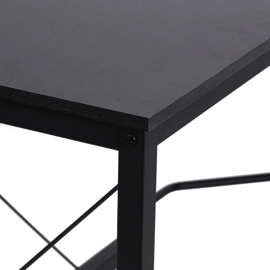 Scrivania angolare nera 150x150x76 cm in MDF e acciaio