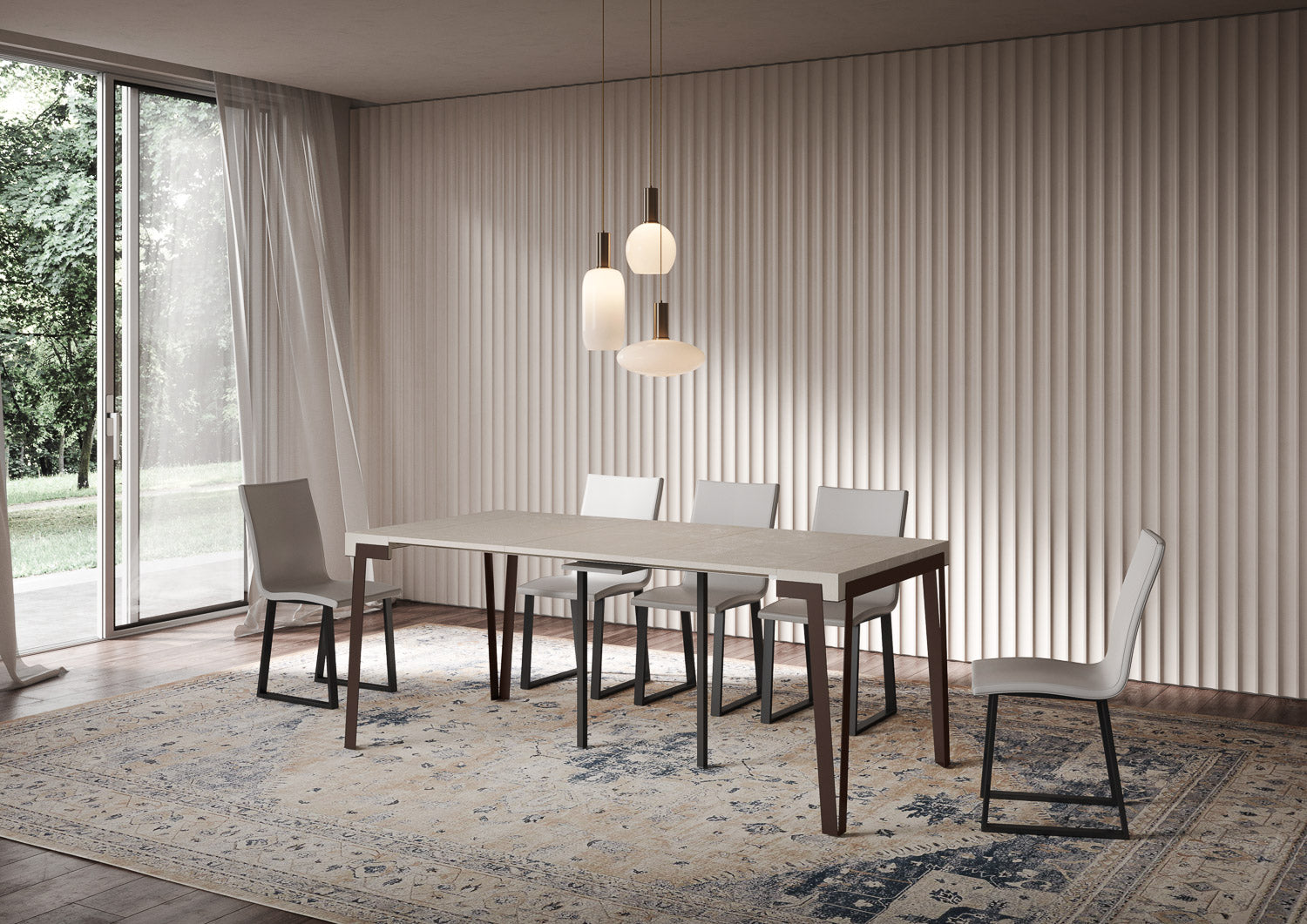 Consolle Allungabile 90-300x40x77 cm Rio Cashmere Telaio Ruggine