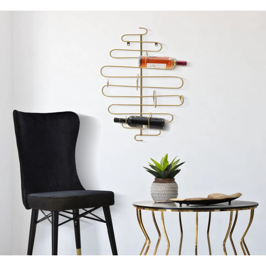 Porta Bottiglie VKH326, Oro, Metallo, 53x13x72 cm