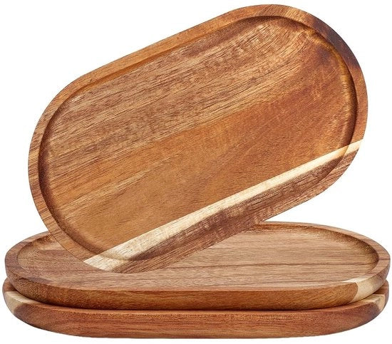 Piatto da servizio multifunzionale in legno di acacia, 20x11,8cm, con coperchio per gioielli e servizio per formaggio.